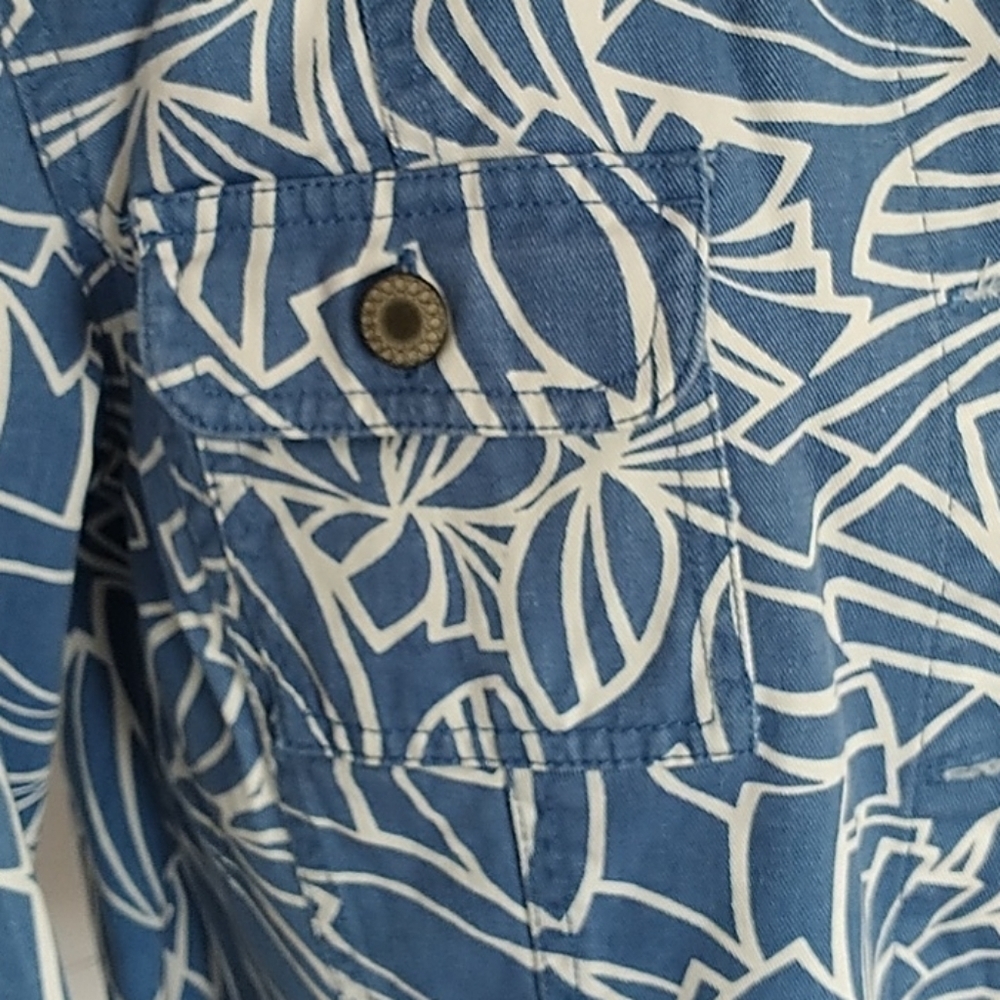 JM Collection, Blue Geometric Cotton Jacket.Sz 10. - Picture 3 of 8